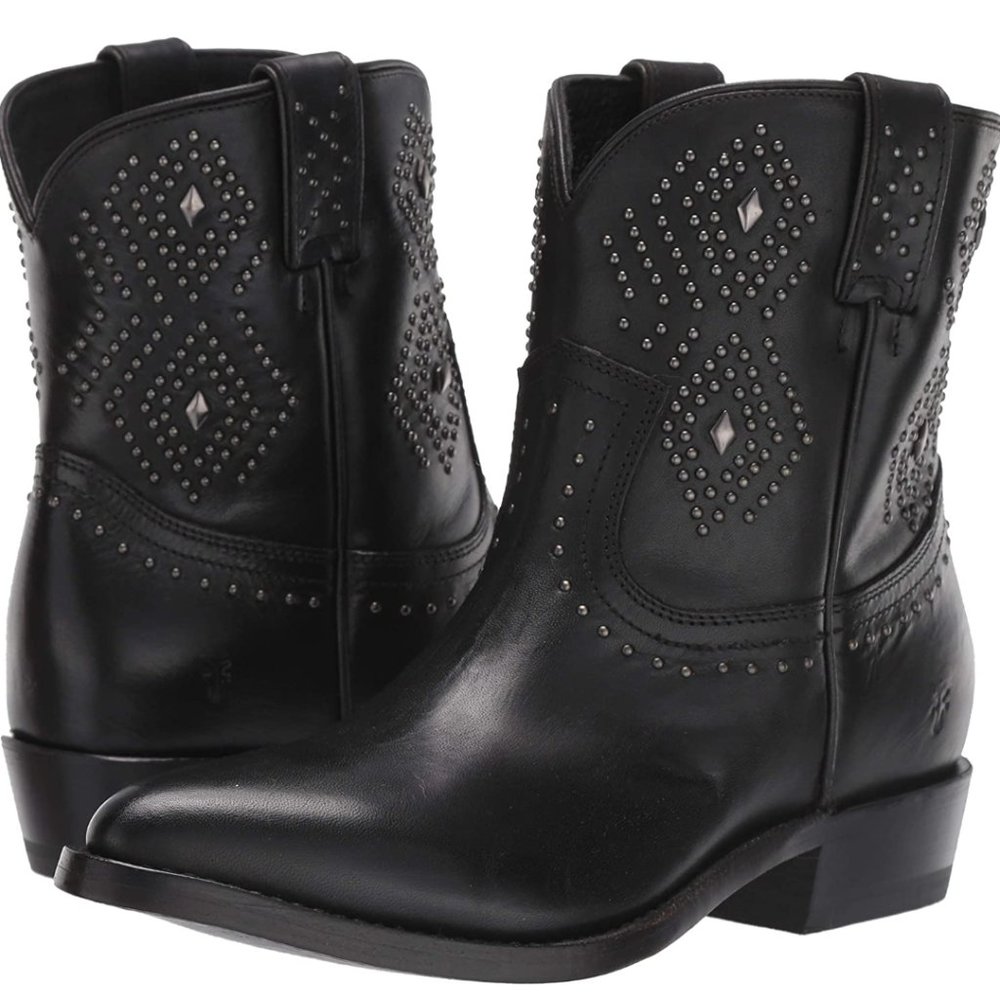 Frye Black Studded Ankle Boots